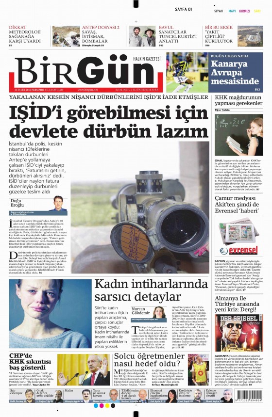 15 Eylül 2016 gazete manşetleri - 915