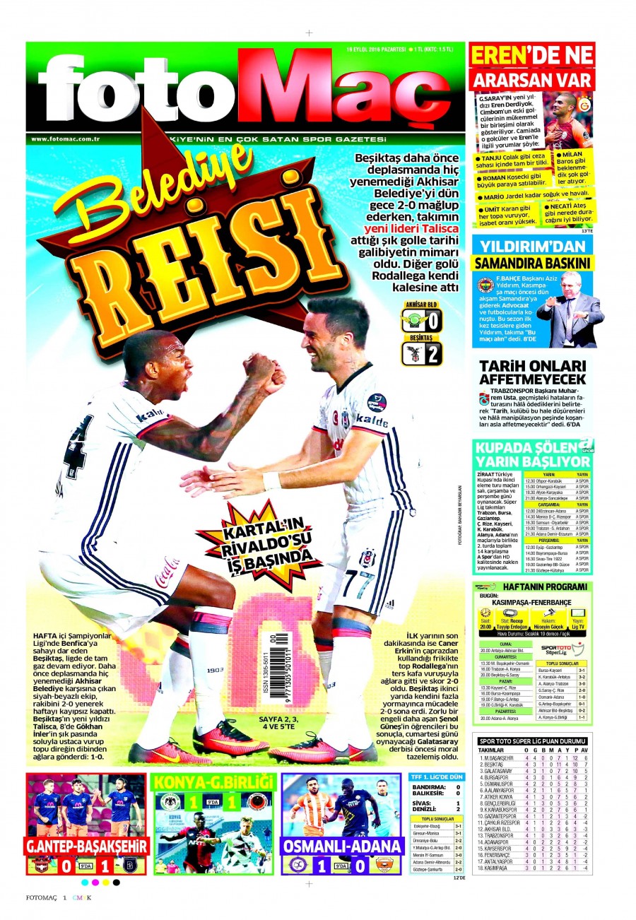 19 Eylül 2016 gazete manşetleri - 842
