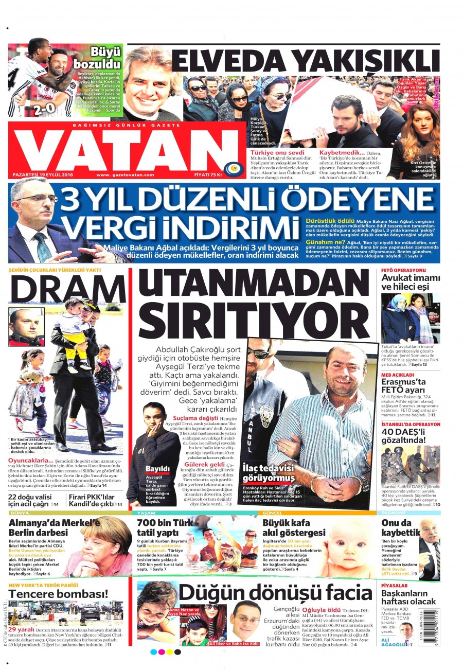 19 Eylül 2016 gazete manşetleri - 544