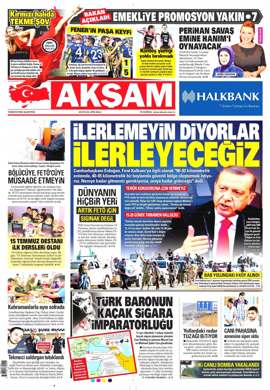 20 Eylül 2016 gazete manşetleri - 842