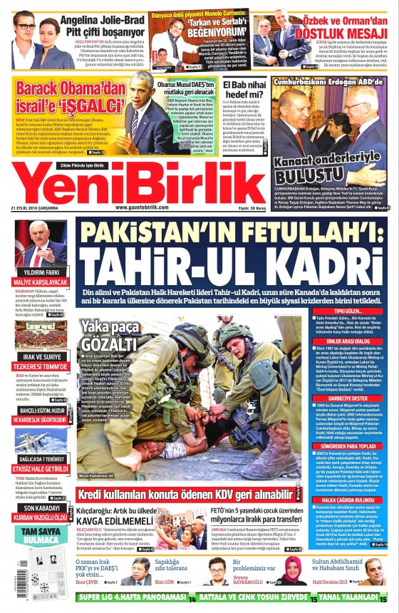 21 Eylül 2016 gazete manşetleri - 13