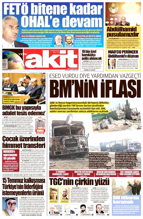 21 Eylül 2016 gazete manşetleri - 5