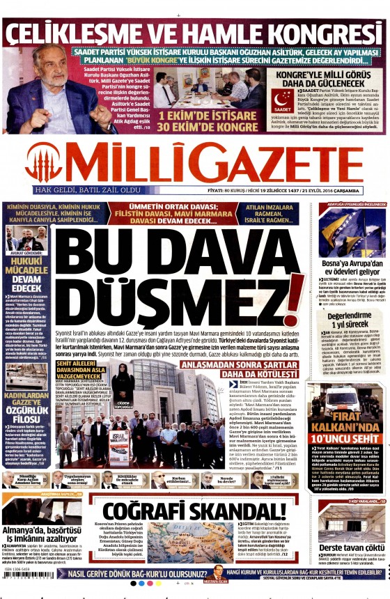 21 Eylül 2016 gazete manşetleri - 2