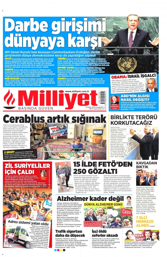 21 Eylül 2016 gazete manşetleri - 14