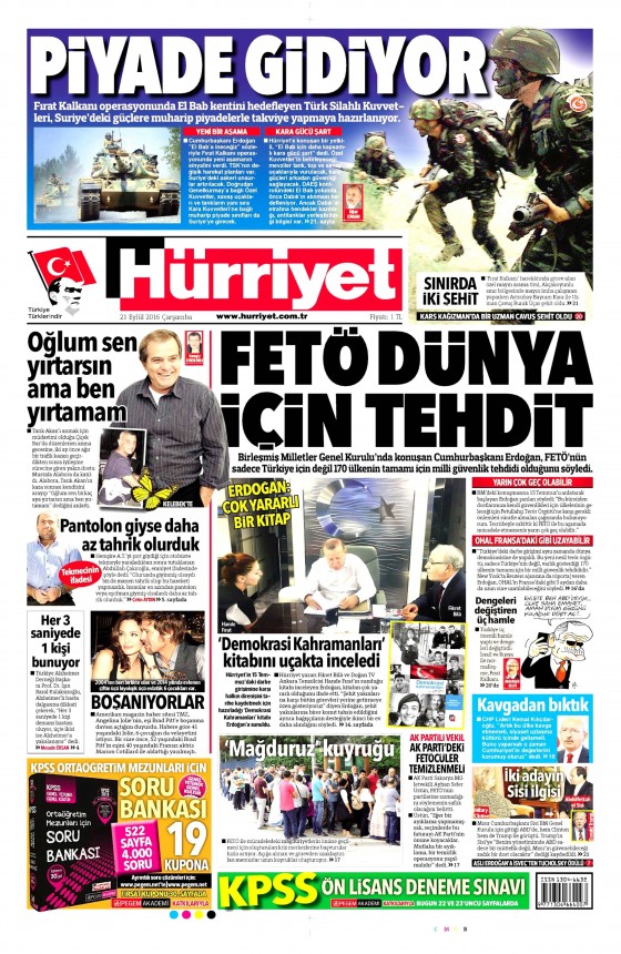 21 Eylül 2016 gazete manşetleri - 10