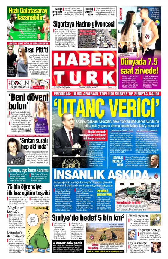 21 Eylül 2016 gazete manşetleri - 12