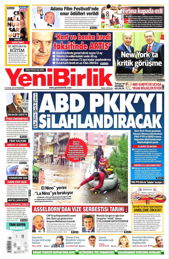 22 Eylül 2016 gazete manşetleri - 519