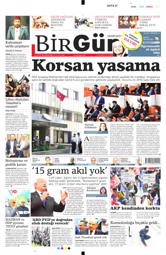 22 Eylül 2016 gazete manşetleri - 842