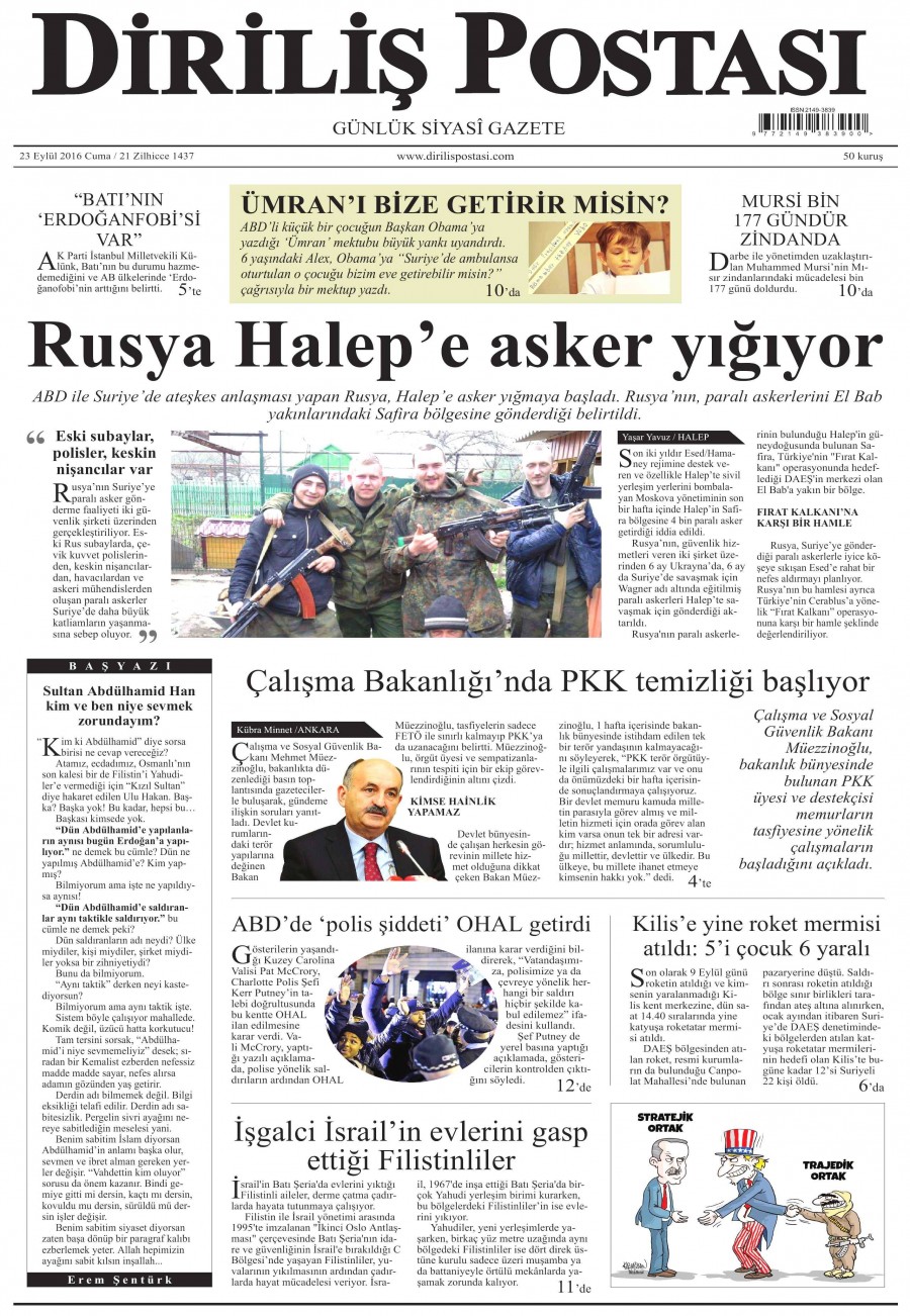 23 Eylül 2016 gazete manşetleri - 617