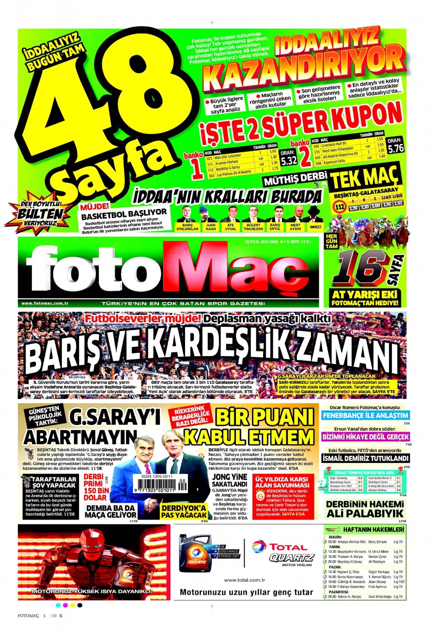 23 Eylül 2016 gazete manşetleri - 655