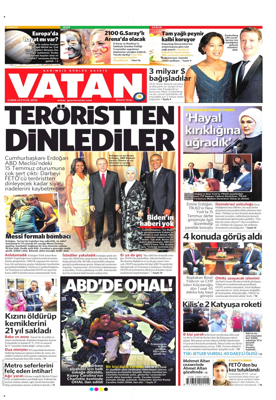 23 Eylül 2016 gazete manşetleri - 589