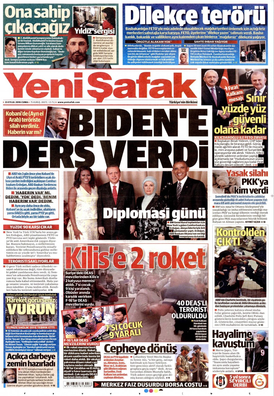 23 Eylül 2016 gazete manşetleri - 715