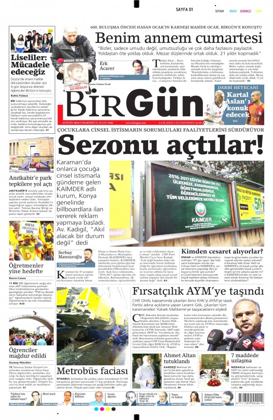 24 Eylül 2016 gazete manşetleri - 923
