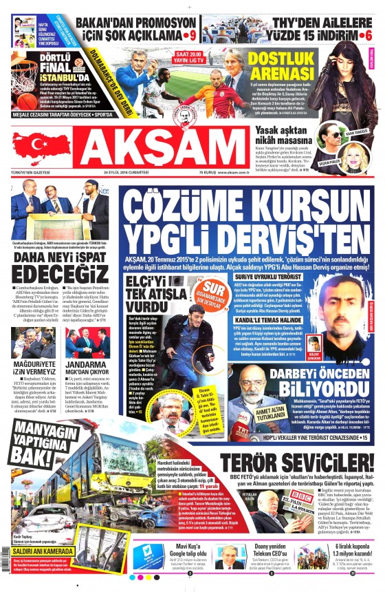 24 Eylül 2016 gazete manşetleri - 668