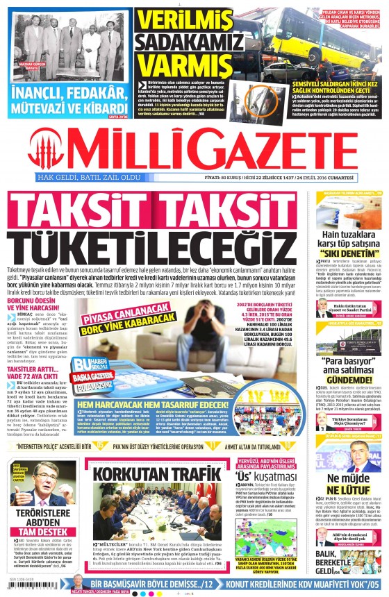 24 Eylül 2016 gazete manşetleri - 608