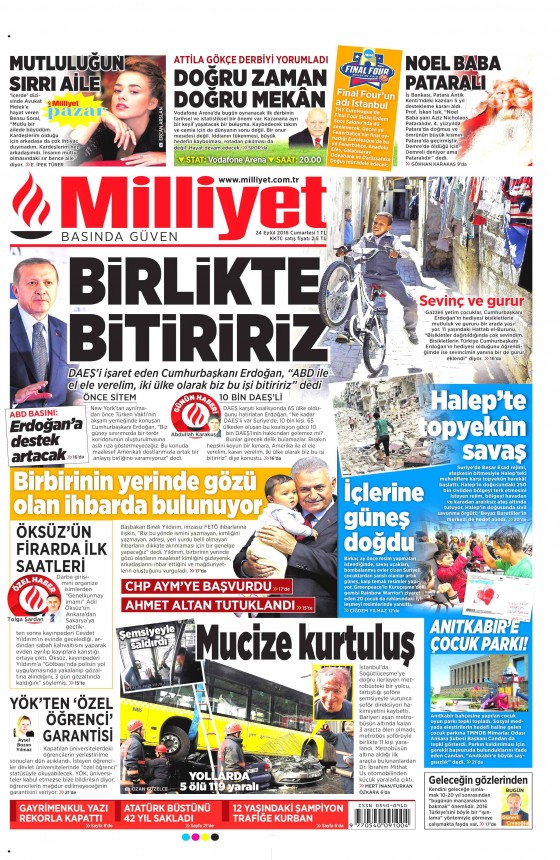 24 Eylül 2016 gazete manşetleri - 947