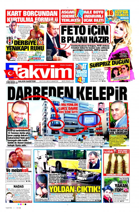 24 Eylül 2016 gazete manşetleri - 806