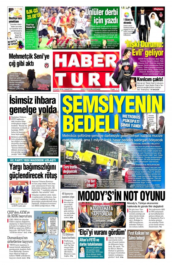 24 Eylül 2016 gazete manşetleri - 564