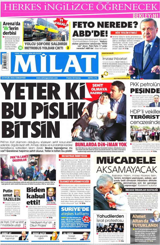 24 Eylül 2016 gazete manşetleri - 821