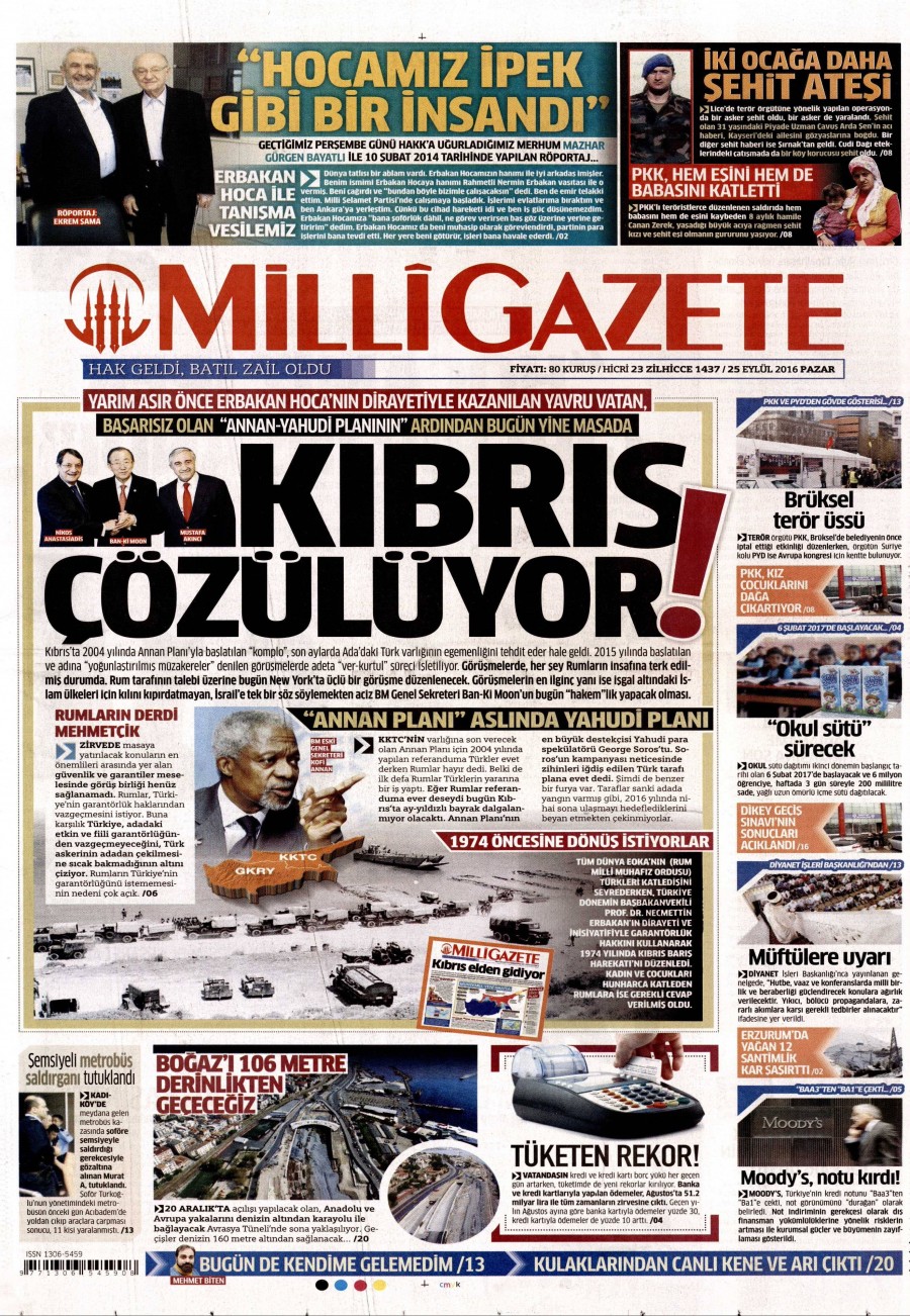25 Eylül 2016 gazete manşetleri - 912