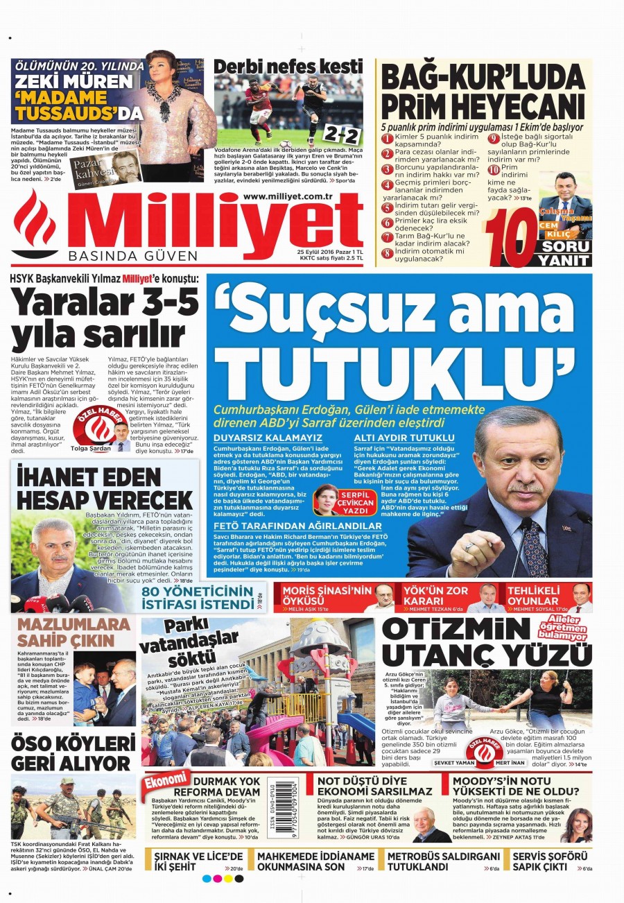 25 Eylül 2016 gazete manşetleri - 503