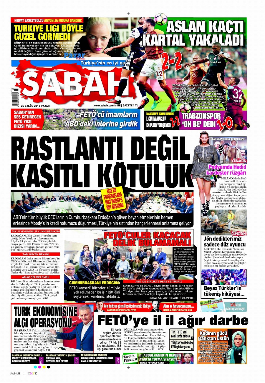 25 Eylül 2016 gazete manşetleri - 547