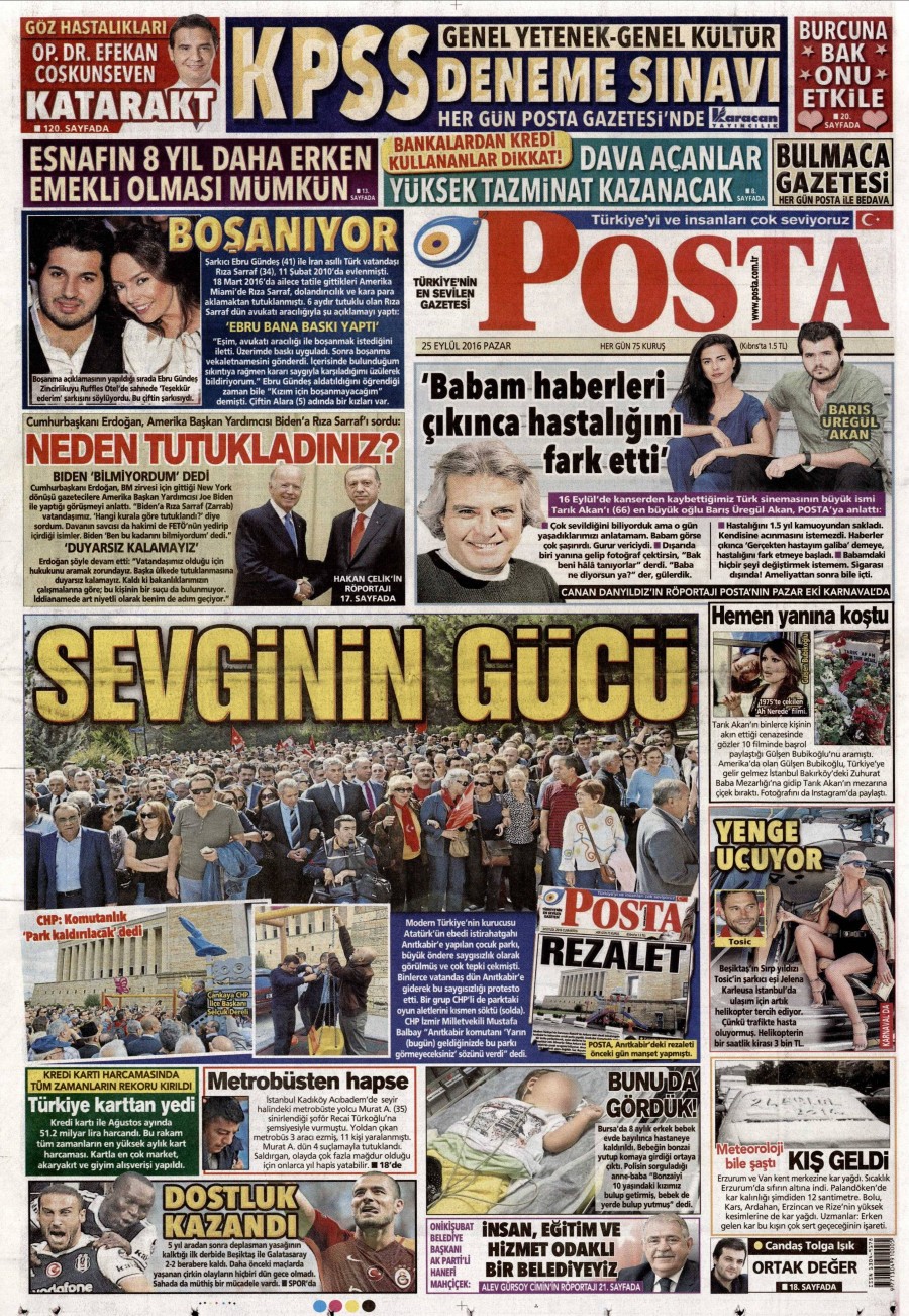 25 Eylül 2016 gazete manşetleri - 882