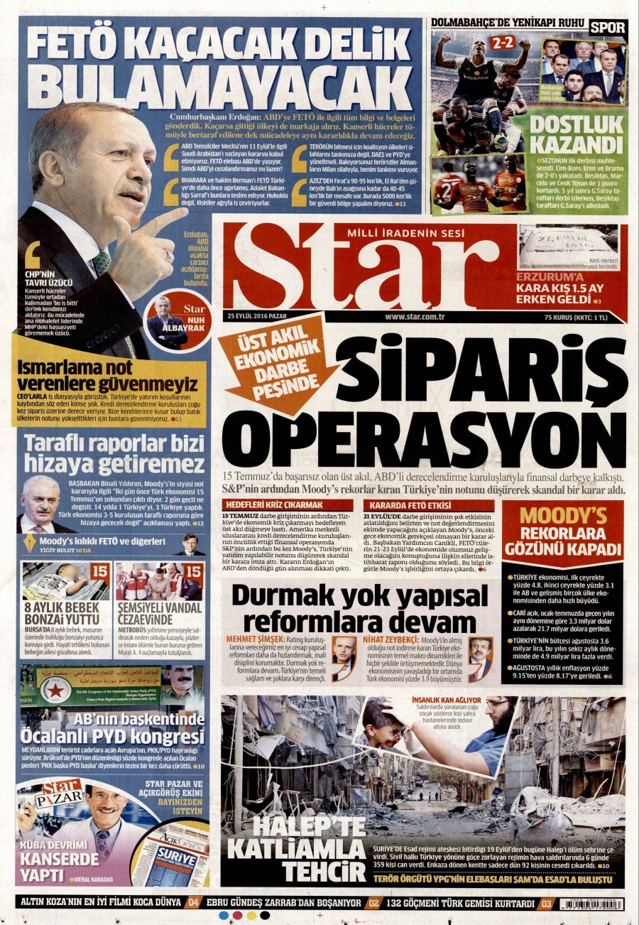 25 Eylül 2016 gazete manşetleri - 768