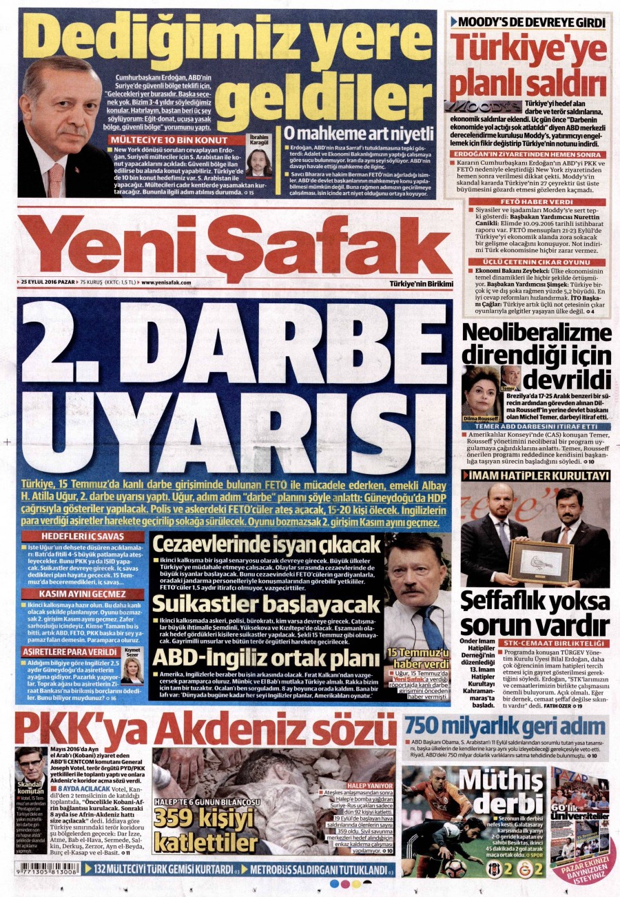 25 Eylül 2016 gazete manşetleri - 655