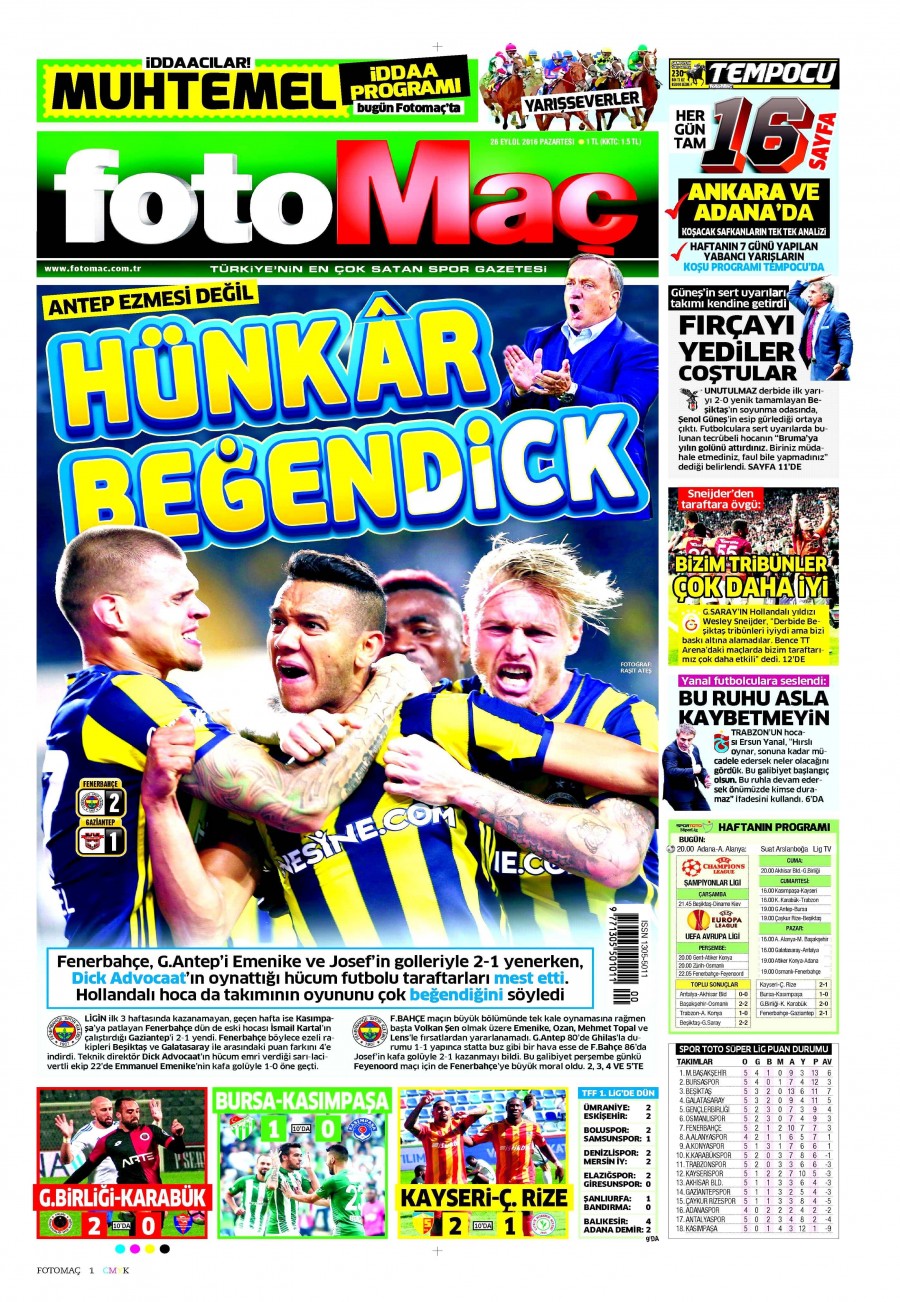 26 Eylül 2016 gazete manşetleri - 668