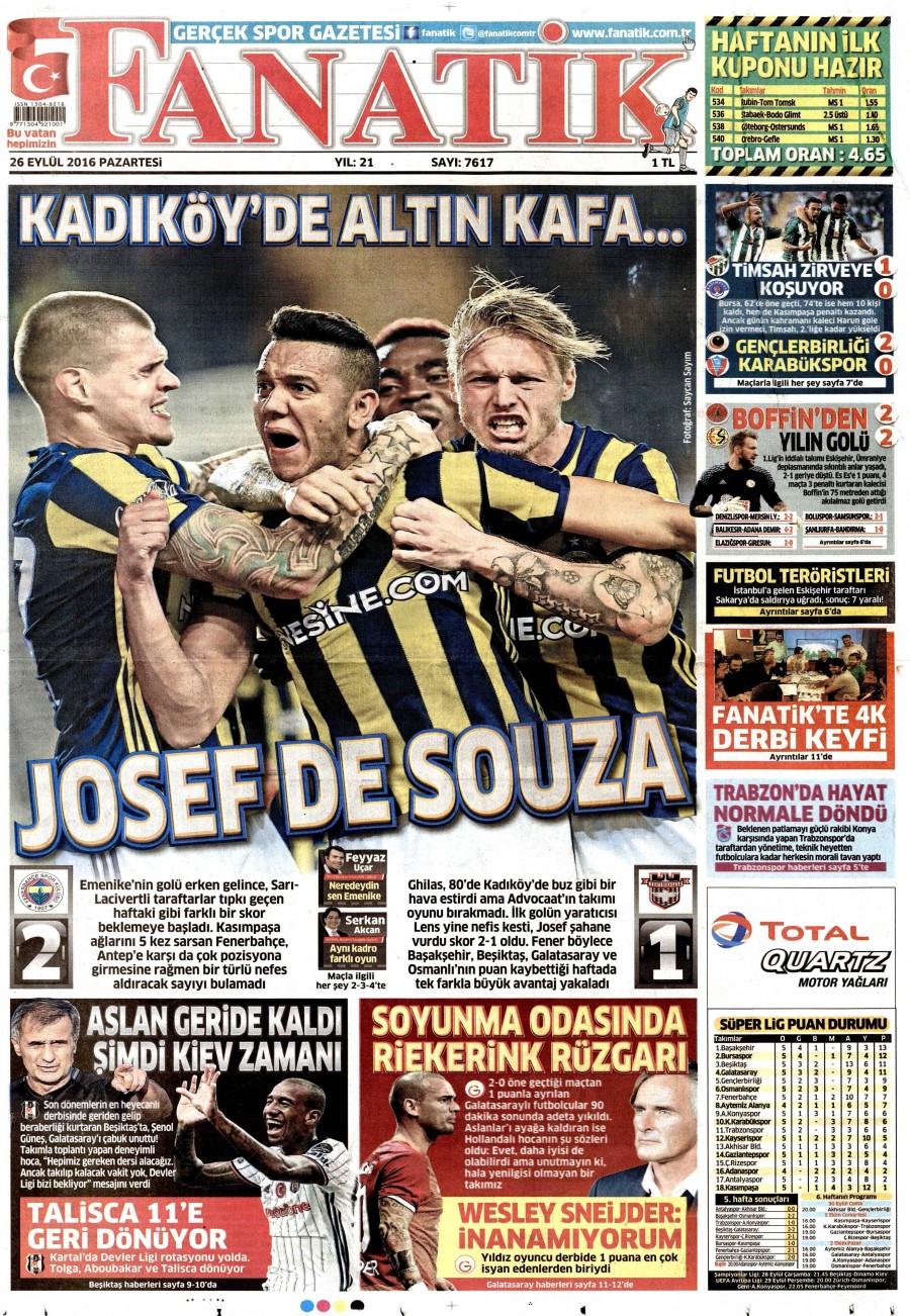 26 Eylül 2016 gazete manşetleri - 864