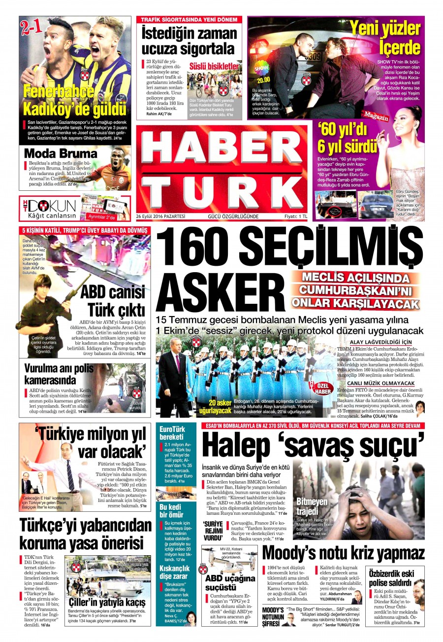 26 Eylül 2016 gazete manşetleri - 710