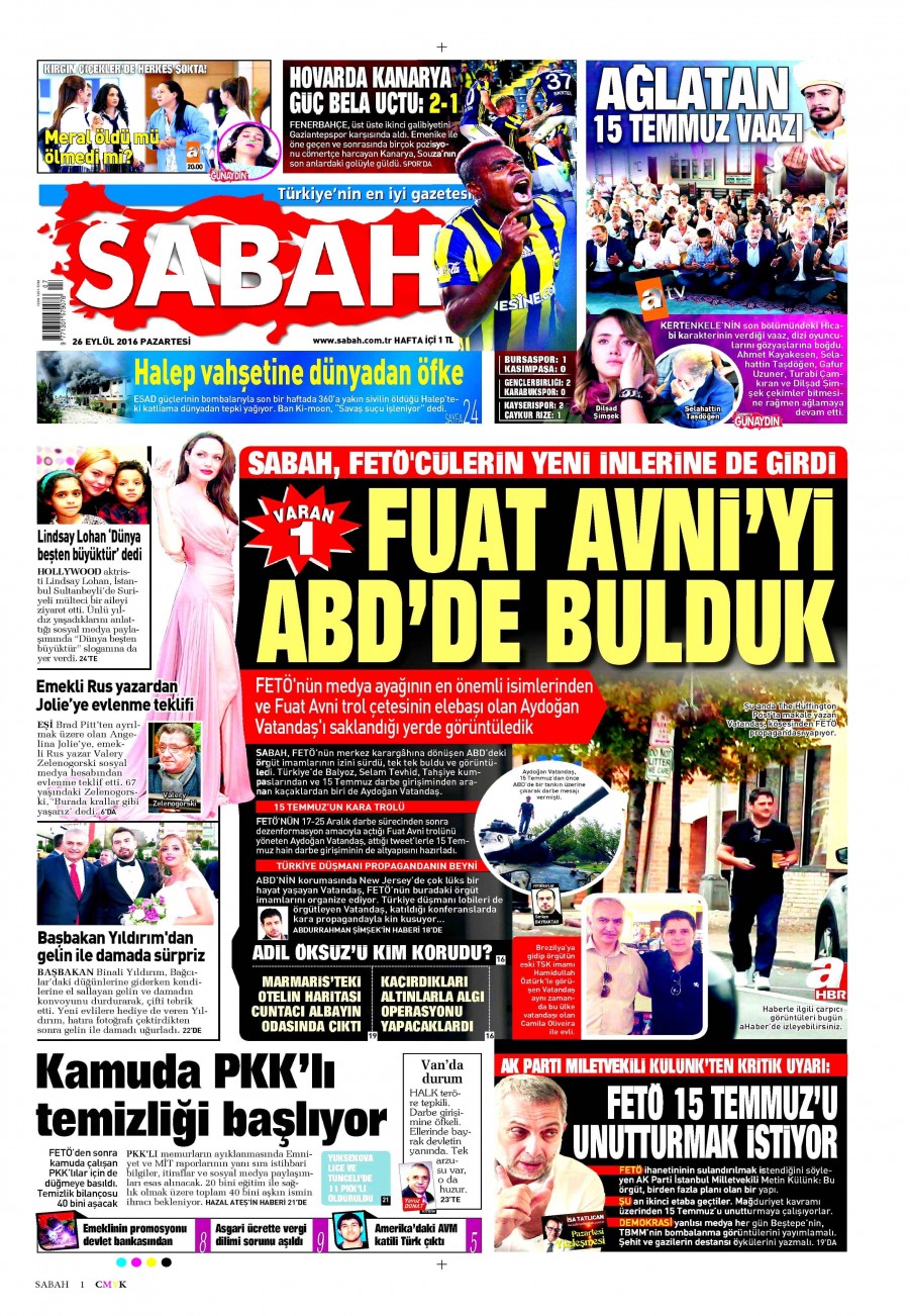 26 Eylül 2016 gazete manşetleri - 821