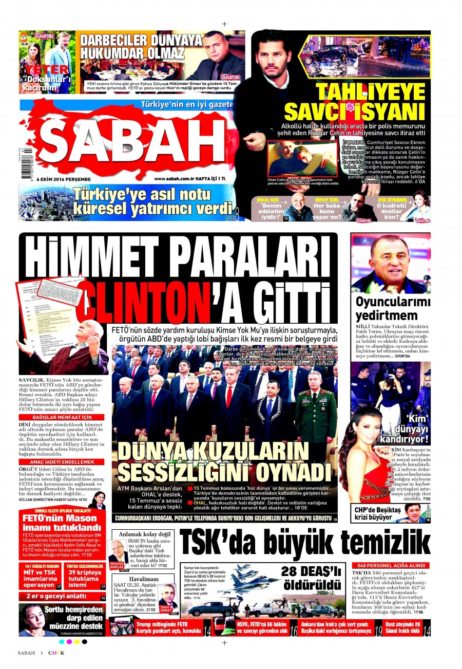 6 Ekim 2016 gazete manşetleri - 818
