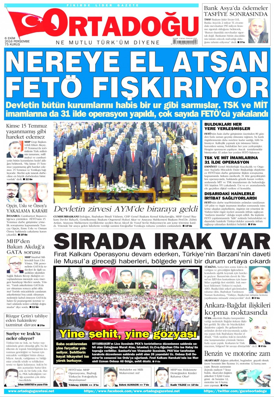 6 Ekim 2016 gazete manşetleri - 575