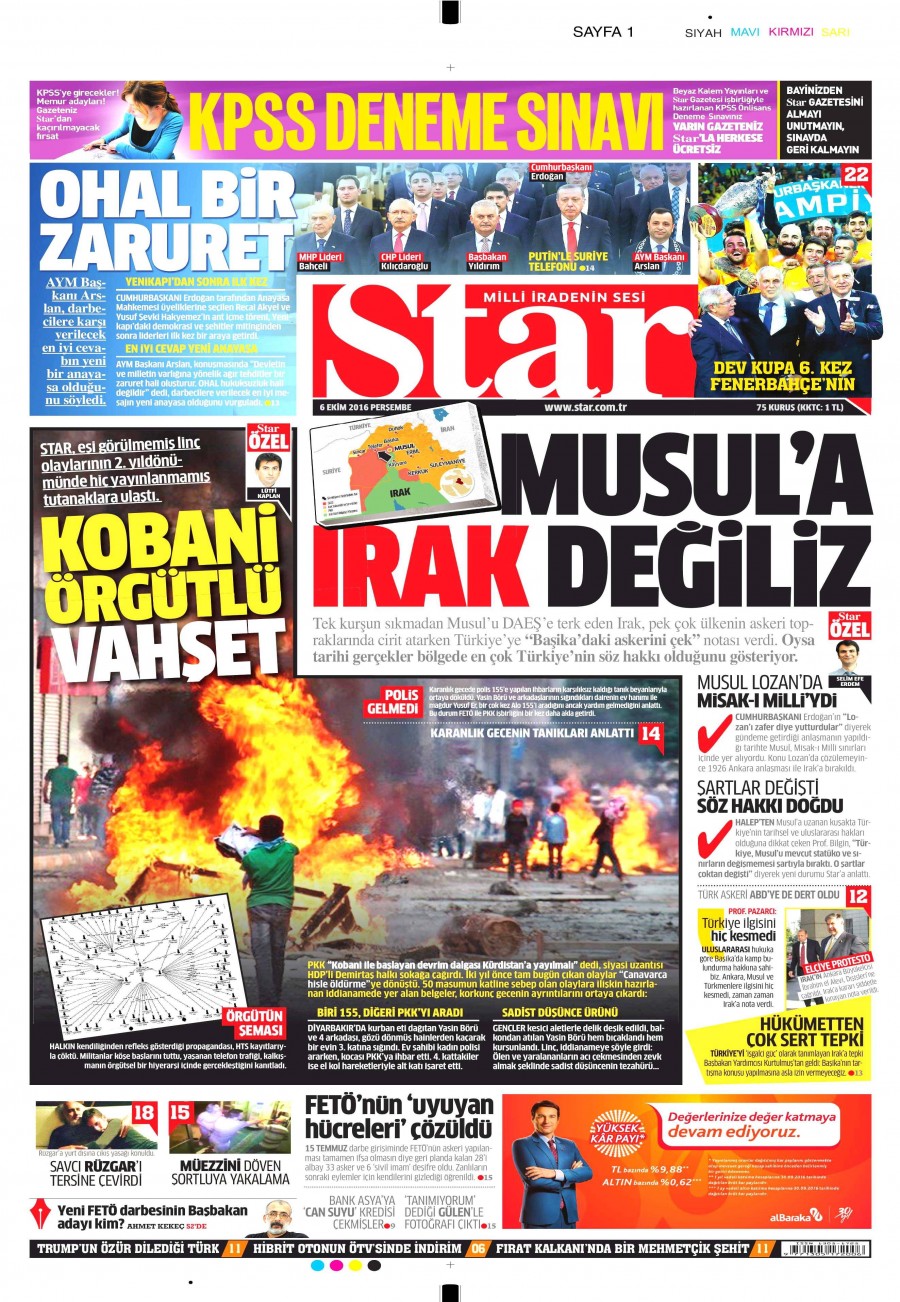 6 Ekim 2016 gazete manşetleri - 684