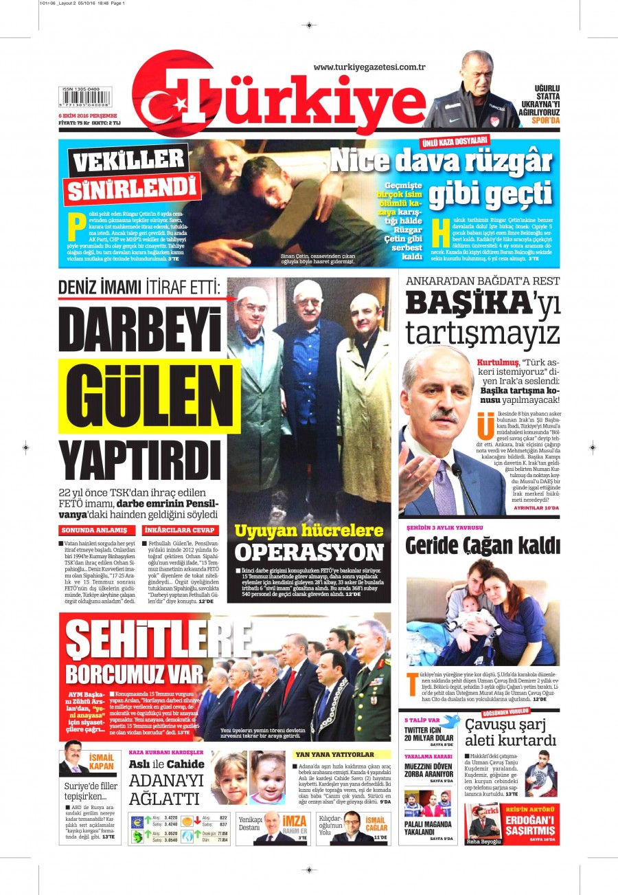 6 Ekim 2016 gazete manşetleri - 916
