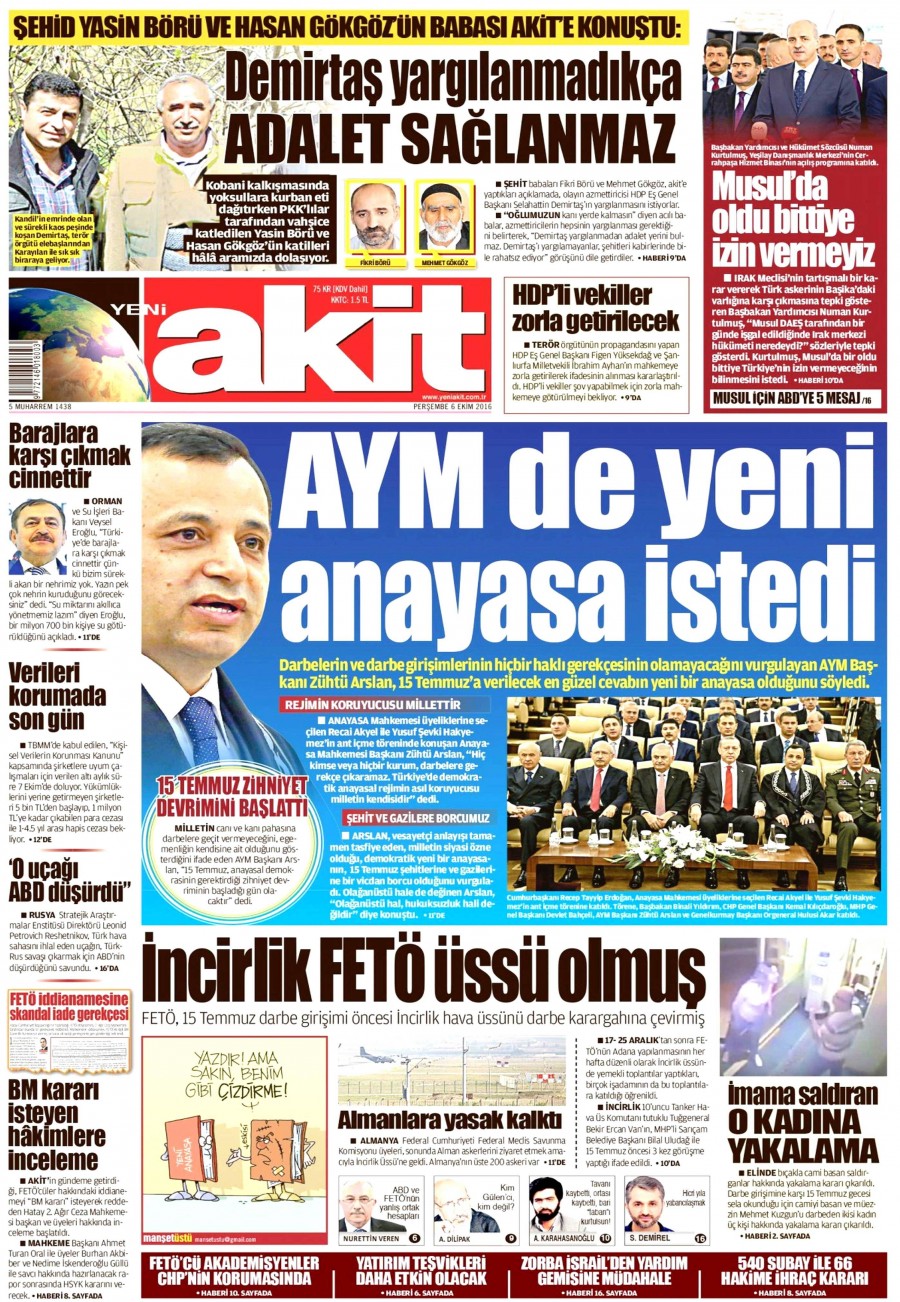 6 Ekim 2016 gazete manşetleri - 927