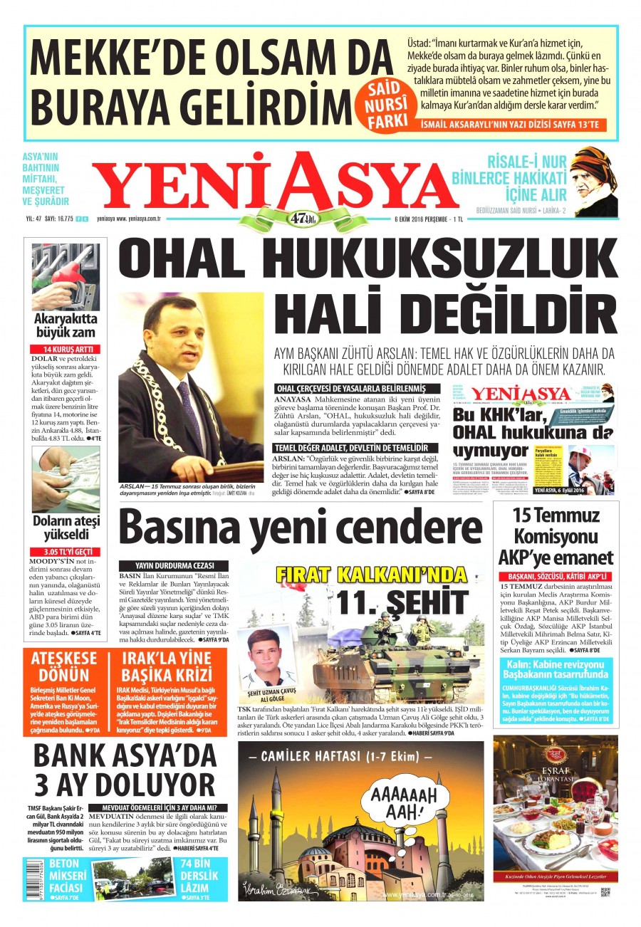6 Ekim 2016 gazete manşetleri - 935