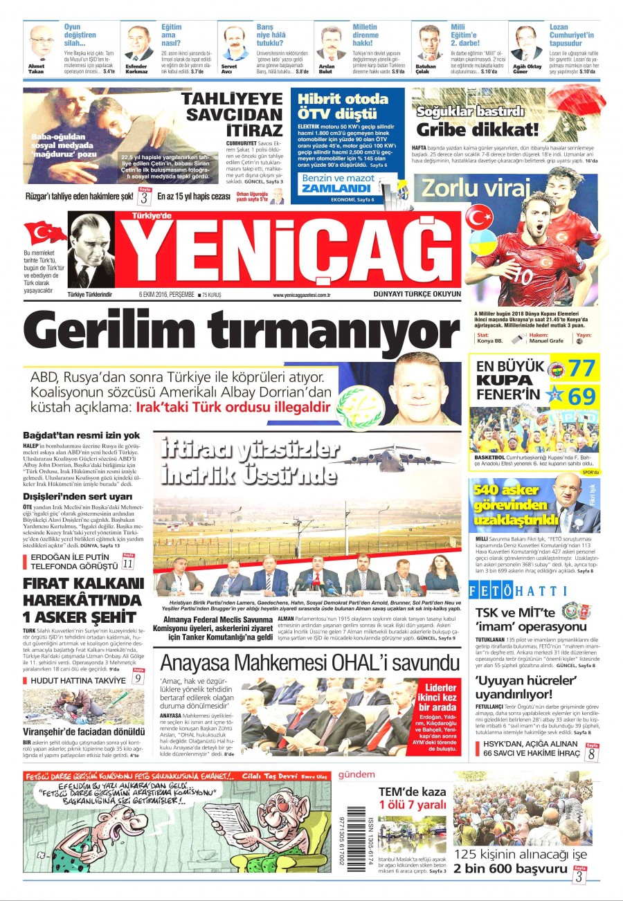 6 Ekim 2016 gazete manşetleri - 854