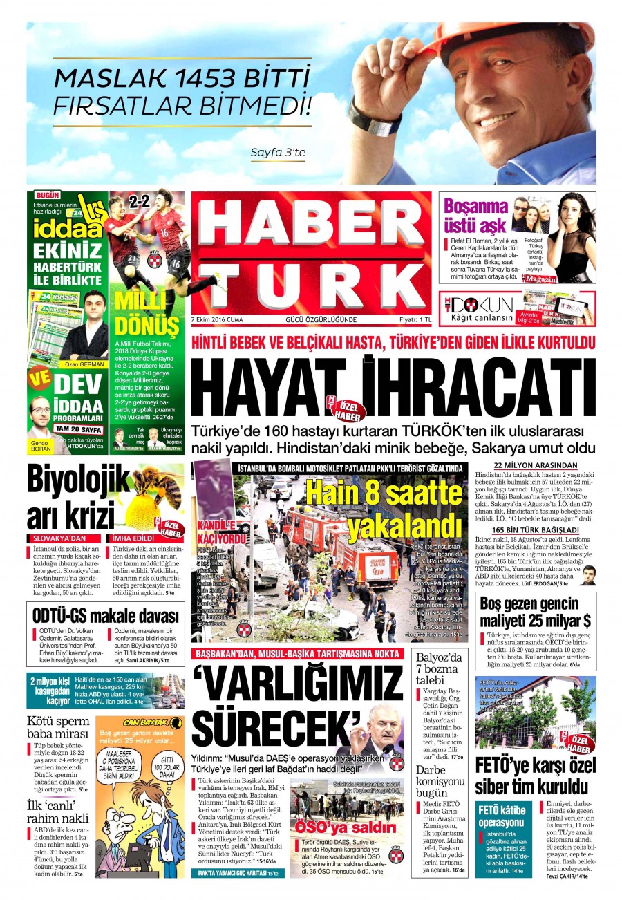7 Ekim 2016 gazete manşetleri - 914