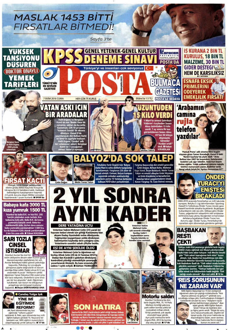 7 Ekim 2016 gazete manşetleri - 905