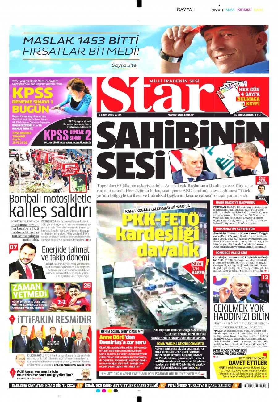 7 Ekim 2016 gazete manşetleri - 699