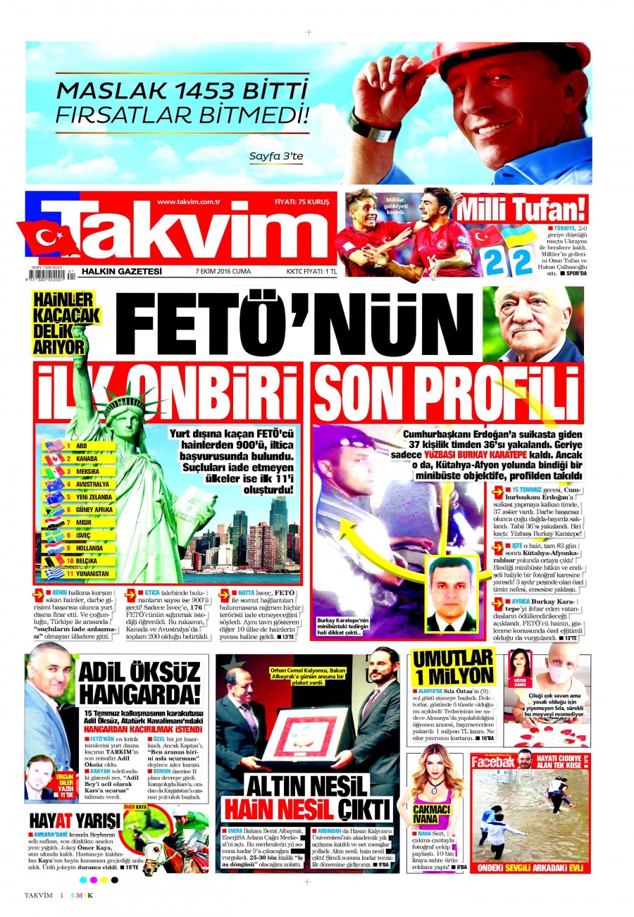 7 Ekim 2016 gazete manşetleri - 622