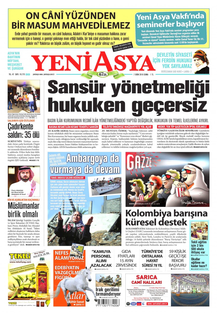 7 Ekim 2016 gazete manşetleri - 553