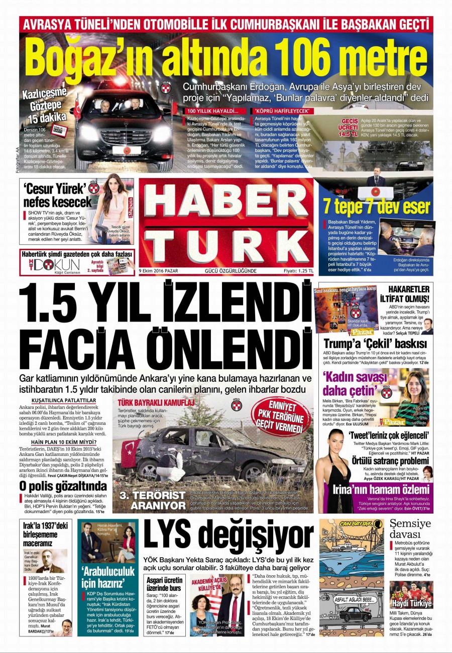 9 Ekim 2016 gazete manşetleri - 670