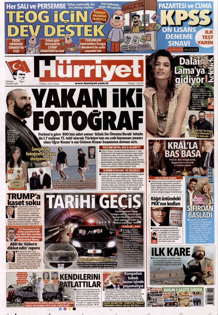 9 Ekim 2016 gazete manşetleri - 731