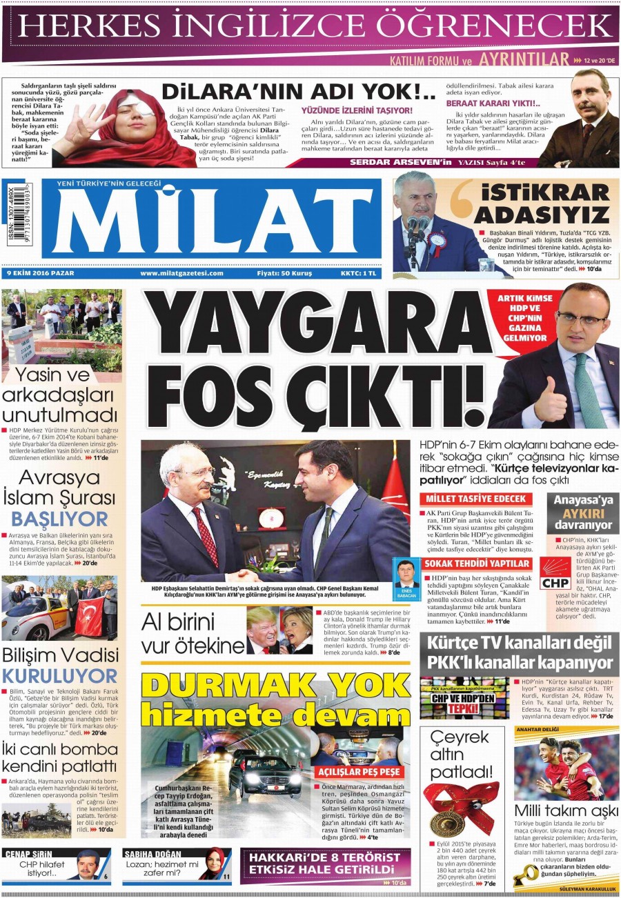 9 Ekim 2016 gazete manşetleri - 863