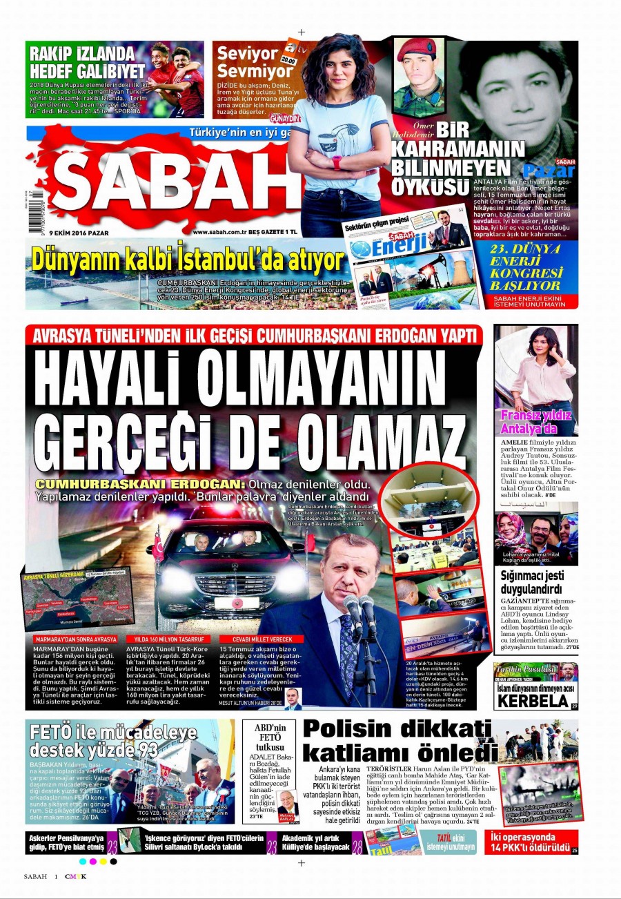 9 Ekim 2016 gazete manşetleri - 789