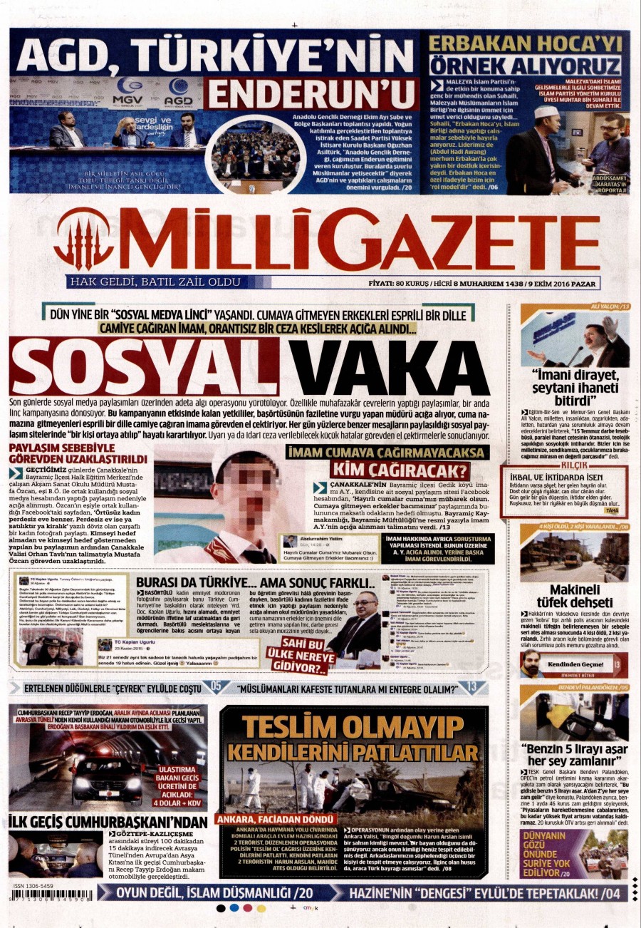 9 Ekim 2016 gazete manşetleri - 538